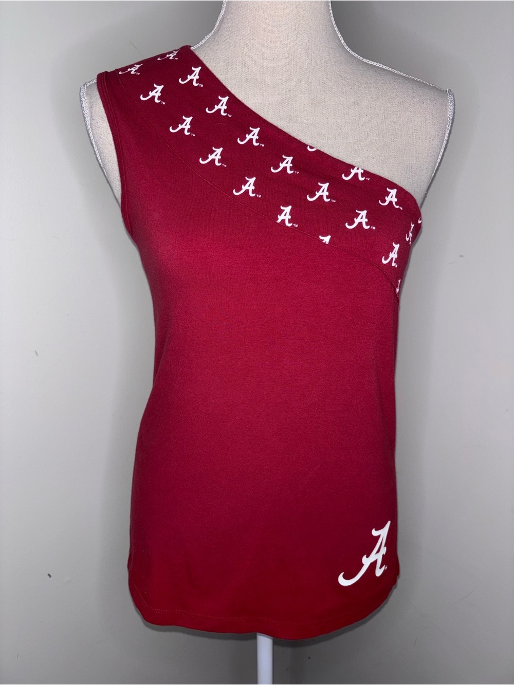 University of Alabama burgundy garnet one-shoulder logo knit top size Medium